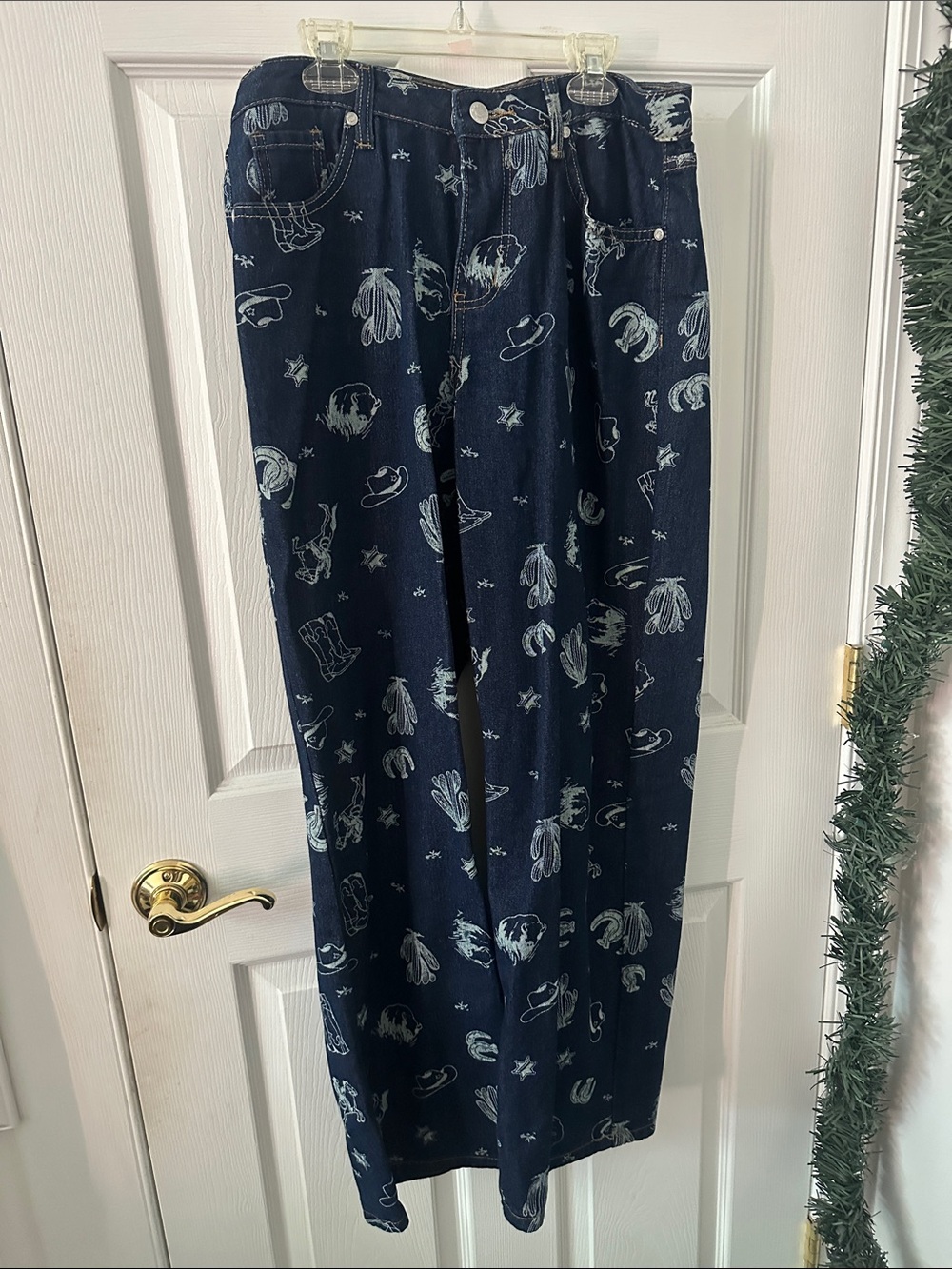 Men's Navy Blue Printed Casual Pants